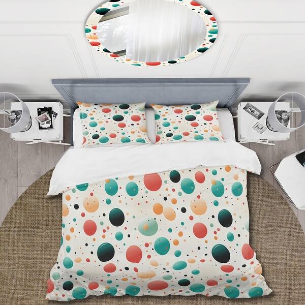 Designart "Retro Revival Polka Dots Pattern" Blue Modern Bed Cover Set